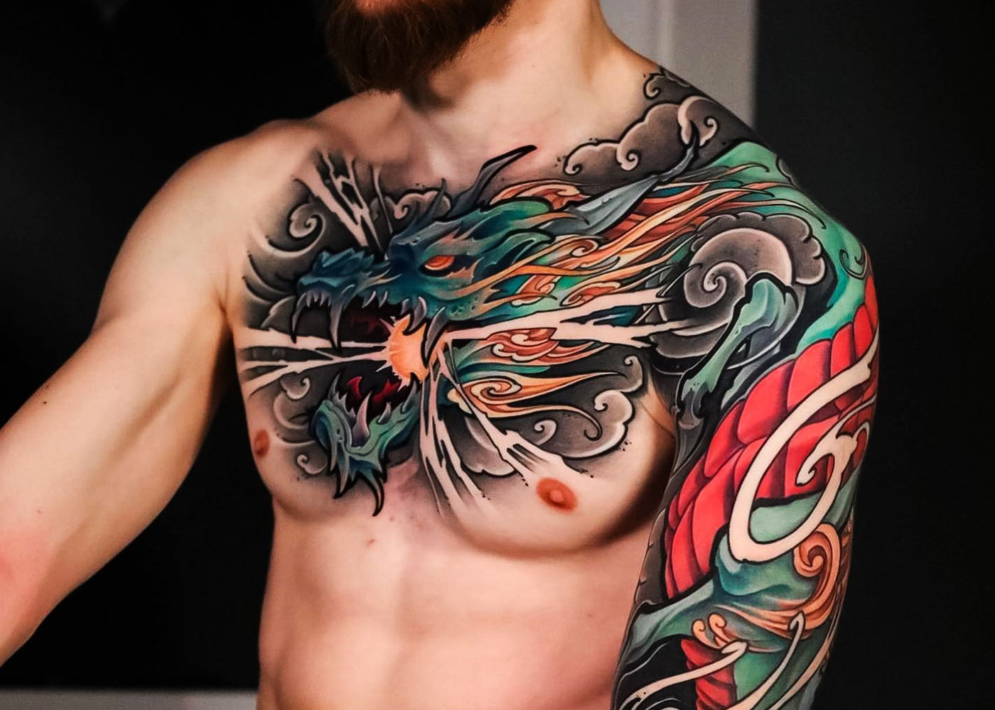 Agressive dragon tattoo desgn