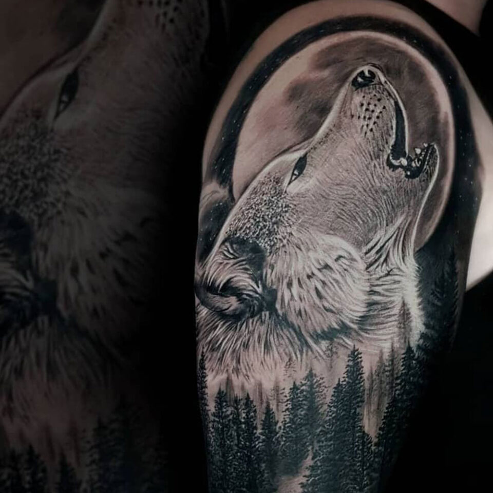 celtic wolf moon tattoo
