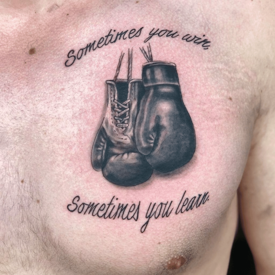 boxing gloves traditional tattoo
