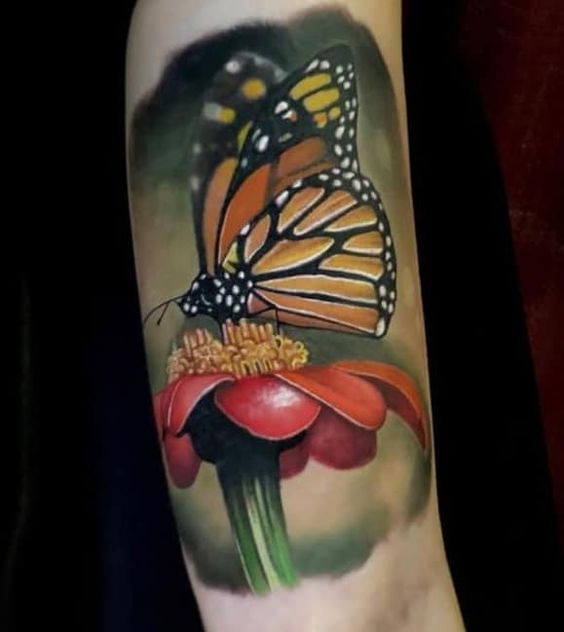 Butterfly in Flight Realism Tattoo Source @TattMag via Pinterest