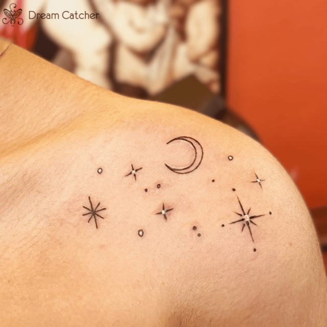 Blue Luminous Glow Tattoo Sticker Moon Stars Waterproof Temporary Tatoo  Universe Small Wrist Fake Tatto For Body Art Women Men  Temporary Tattoos   AliExpress