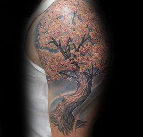 Cherry Blossom Tree Realism Tattoo Source: @nextluxury via Pinterest 