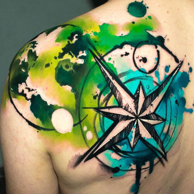 Update 80 compass watercolor tattoo design best  thtantai2