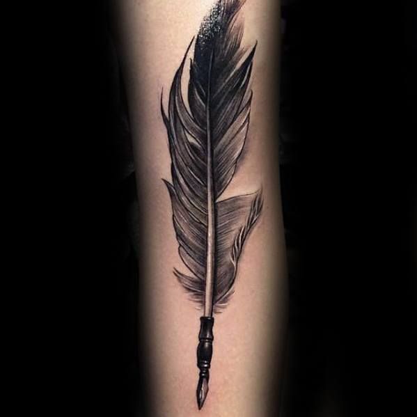 Eagle Feather Quill Pen Realism Tattoo Source @nextluxury via Pinterest
