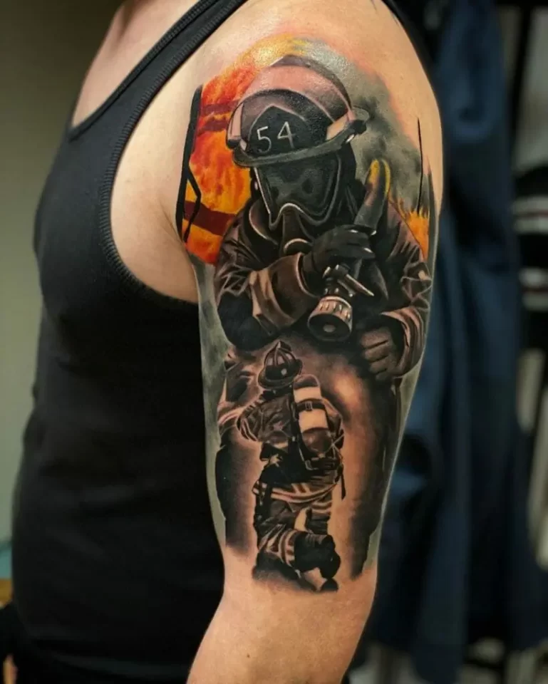 Firefighter or Military Tribute Realism Tattoo Source @pitbulloulu via Instagram