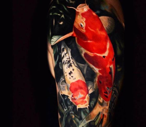 Japanese Koi Fish Realism Tattoo Source: @wtattoogallery via Pinterest