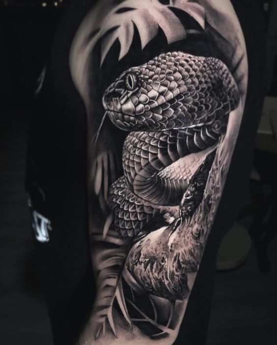 Snake Coiled Around Arm Realism Tattoo Source @dalvarezrojo via Pinterest