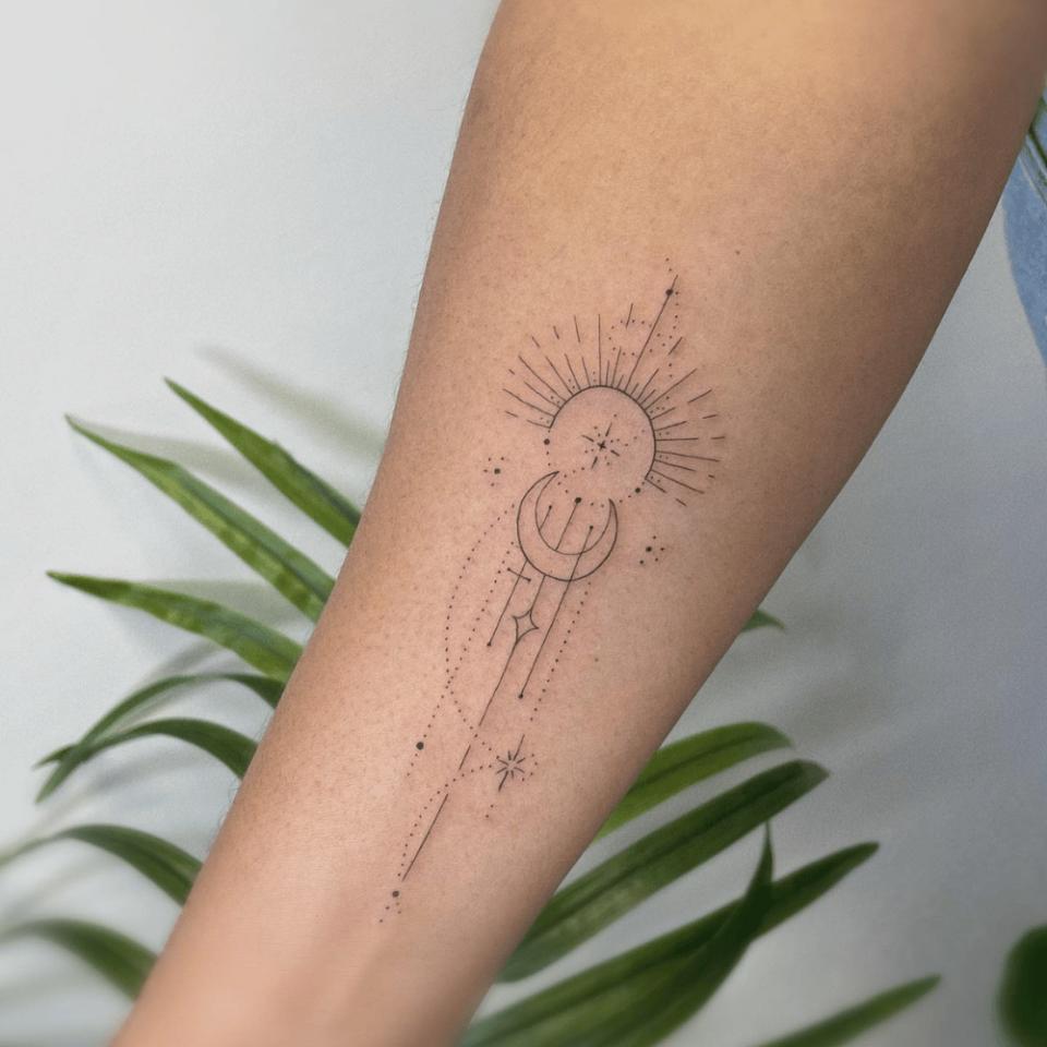 sun moon and star tattoo