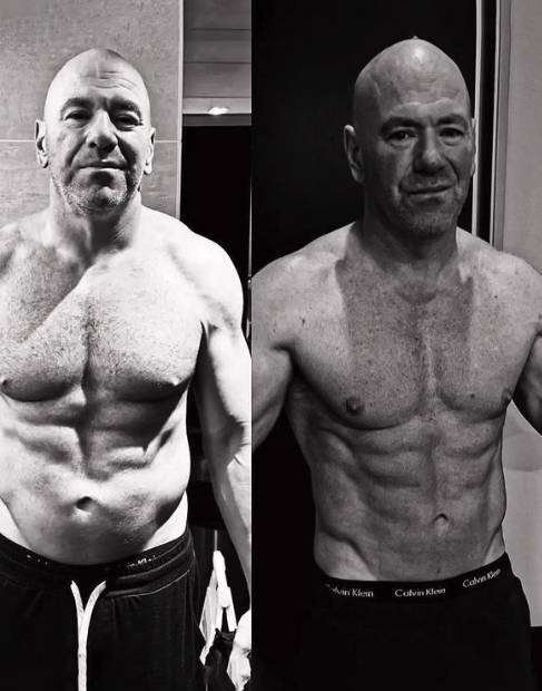 Dana White before and after an 86-hour water fast. 