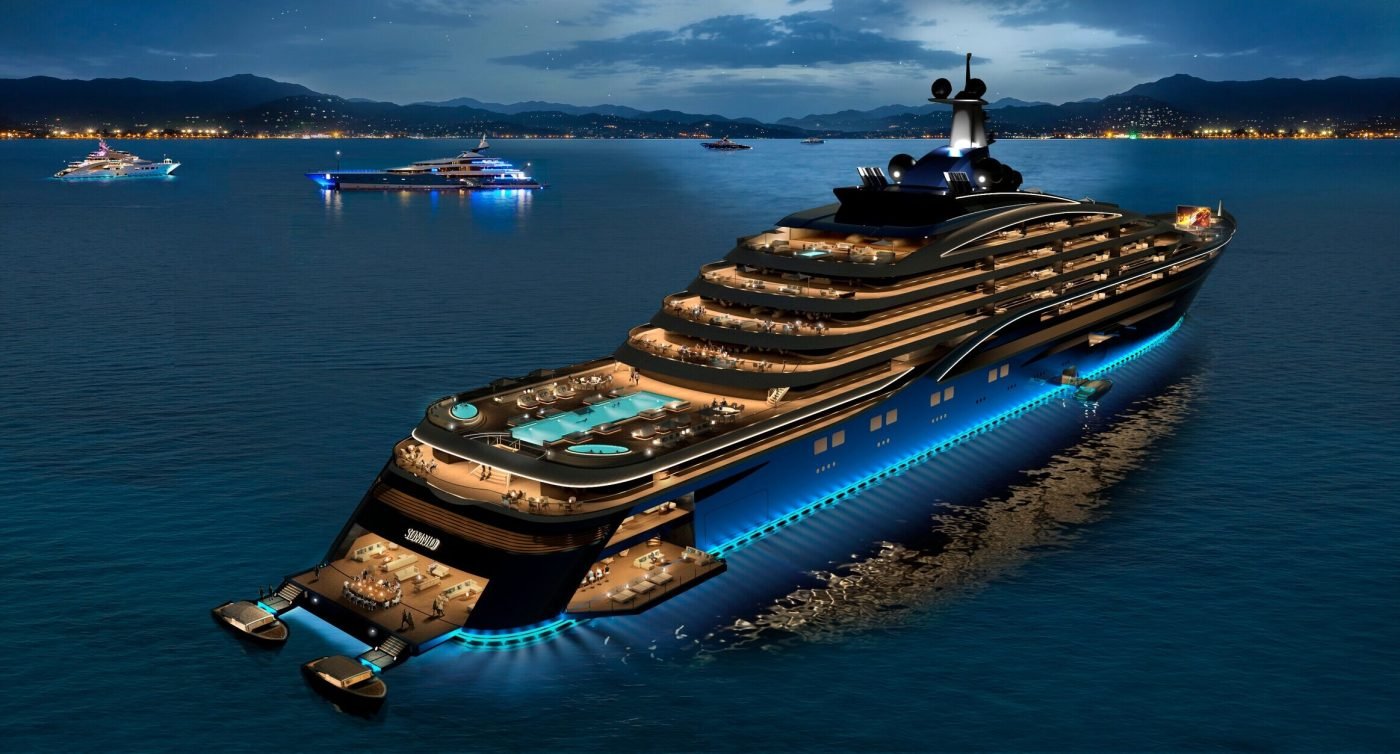 Somnio yacht night exterior