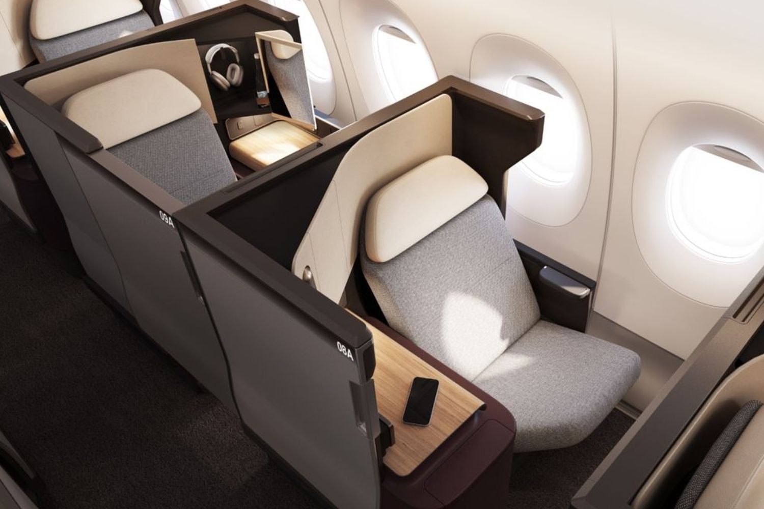 Qantas Business Class cabin