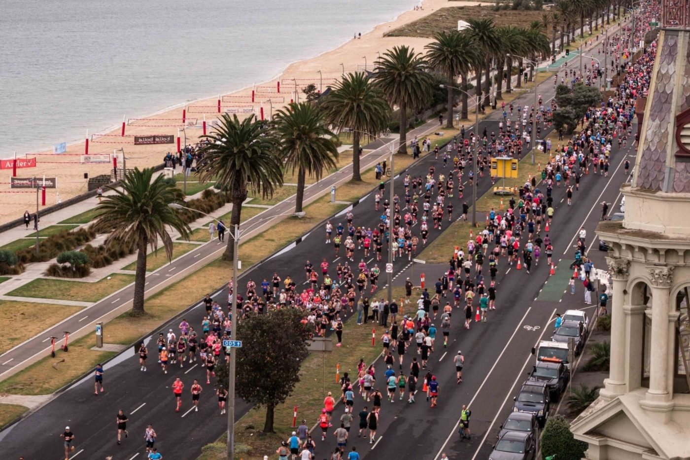 Runners along the track for Nike Melbourne Marathon Festival