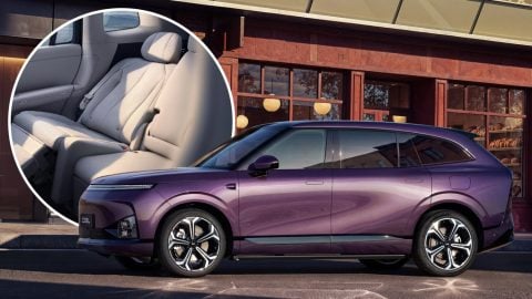 Xpeng G9L interior revealed with fridge, folding table and reclining second row